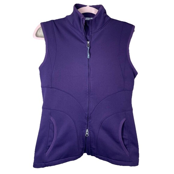 Athleta Womens XS Full Zip Sleeveless Vest Top Eggplant Fleece Lined Stretch - Picture 1 of 11